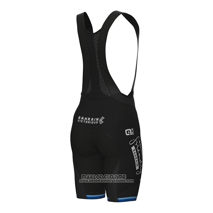 2022 Maillot Cyclisme European Champion Bahrain Victorious Bleu Blanc Manches Courtes et Cuissard